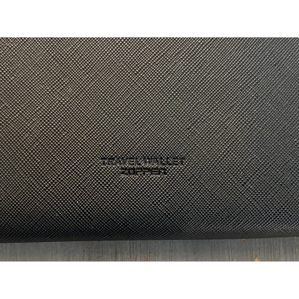 Zoppen Black Saffiano Faux Leather Travel Wallet Passport Holder Organizer